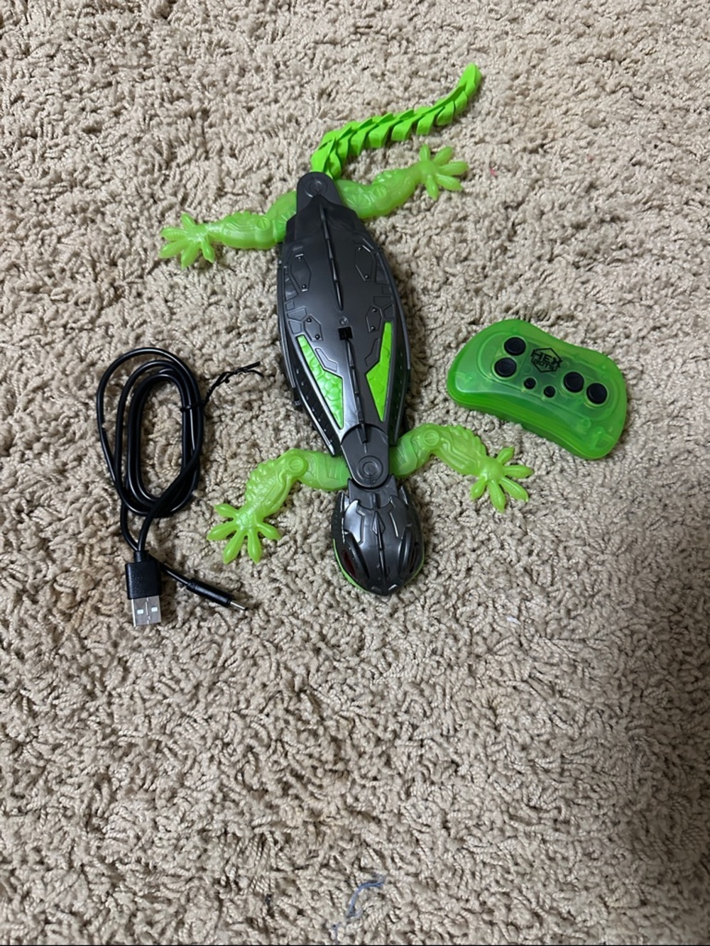 USB Rechargeable Green RC Wall Climbing Robotic Lizard Toy with Remote